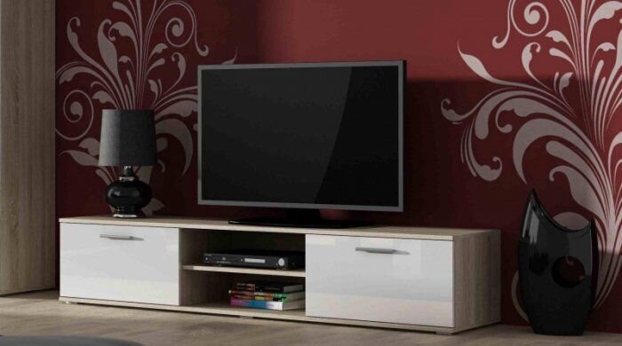 Cama TV galds, ozols/balts cena un informācija | TV galdiņi | 220.lv