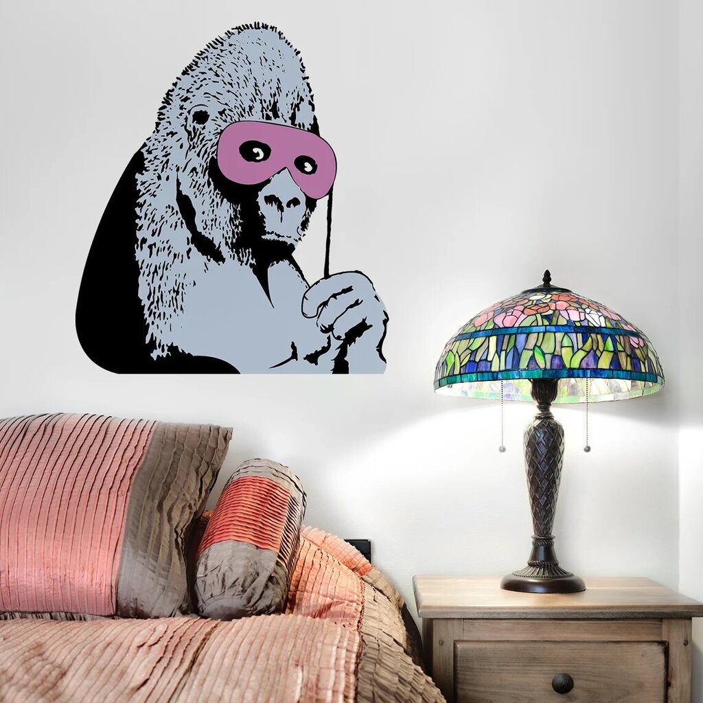 Vinila sienas uzlīme Banksy cute masked Gorilla interjera dekors — 100 x 86 cena un informācija | Dekoratīvās uzlīmes | 220.lv