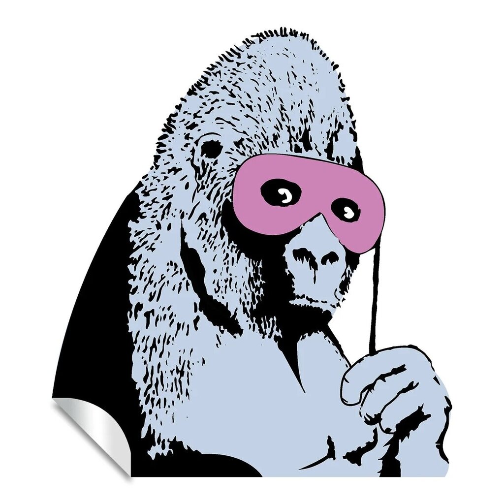 Vinila sienas uzlīme Banksy cute masked Gorilla interjera dekors — 100 x 86 cena un informācija | Dekoratīvās uzlīmes | 220.lv
