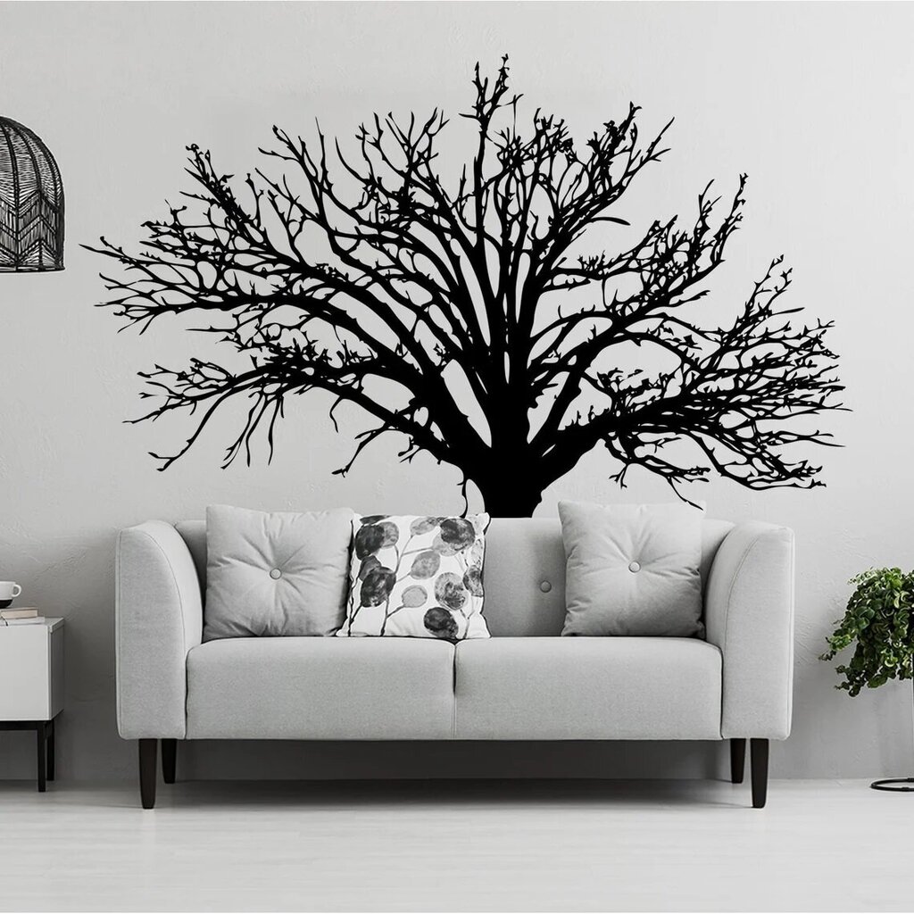 Melna vinila sienas uzlīme liela koka botāniskais interjera dekors - 160 x 116 cm cena un informācija | Dekoratīvās uzlīmes | 220.lv