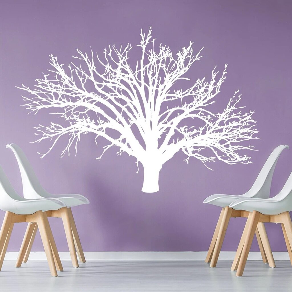 Vinila balta sienas uzlīme liela koka botāniskais interjera dekors - 140 x 101 cm цена и информация | Dekoratīvās uzlīmes | 220.lv