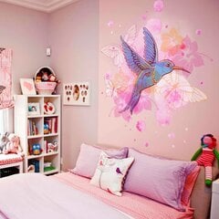 Vinila sienas uzlīme Cute Hummingbird Bird Bright Interjera dekors - 100 x 88 cm cena un informācija | Dekoratīvās uzlīmes | 220.lv