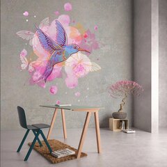 Vinila sienas uzlīme Cute Hummingbird Bird Bright Interjera dekors - 100 x 88 cm cena un informācija | Dekoratīvās uzlīmes | 220.lv