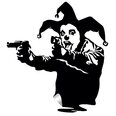 Vinila sienas uzlīme Banksy Joker ar ieroču iekšējo dekoru — 100 x 91 cm