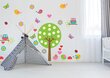 Vinila sienas uzlīme liels koks, putni, tauriņi un ziedi interjera dekors bērnu istabai - 120cm cena un informācija | Dekoratīvās uzlīmes | 220.lv