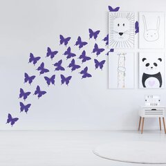 Vinila sienas uzlīme Purple Butterflies Interjera dekors - 24 gab cena un informācija | Dekoratīvās uzlīmes | 220.lv