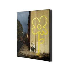Настенный печатный холст Banksy граффити Жёлтый цветок Стильный декор интерьера - 100 х 60 см цена и информация | Картины | 220.lv