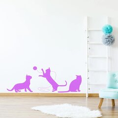 Rozā vinila sienas uzlīme, kas spēlē kaķus, dzīvnieku uzlīmes, interjera dekors - 100 x 35 cm cena un informācija | Dekoratīvās uzlīmes | 220.lv