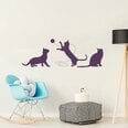 Violeta vinila sienas uzlīme, kas spēlē kaķus, dzīvnieku uzlīmes, interjera dekors - 100 x 35 cm