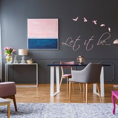 Rozā vinila sienas uzlīmes uzraksts un putnu interjera dekors - 100 x 35 cm cena un informācija | Dekoratīvās uzlīmes | 220.lv