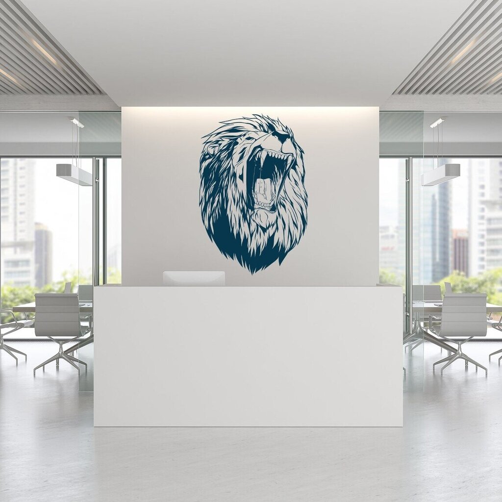 Zila vinila sienas uzlīme Lion Head Interjera dekors - 120 x 81 cm цена и информация | Dekoratīvās uzlīmes | 220.lv