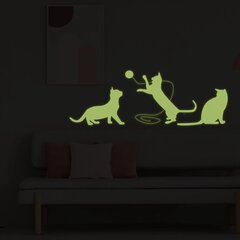 Наклейки на стену Милые коты Светящиеся в темноте стикеры Декор интерьера - 100 х 33 см цена и информация | Декоративные наклейки | 220.lv