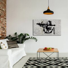 Sienas apdruka Audekls Banksy Graffiti Mona Lisa ar Bazooka stilīgu interjera dekoru - 60 х 40 cm cena un informācija | Dekoratīvās uzlīmes | 220.lv