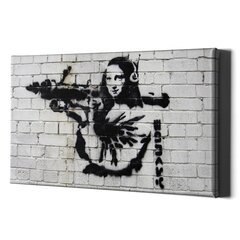 Настенный печатный холст Banksy граффити Мона Лиза с базукой Стильный декор интерьера - 60 х 40 см цена и информация | Декоративные наклейки | 220.lv