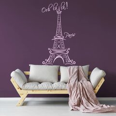Vinila rozā sienas uzlīme Eifeļa tornis Parīzes franču interjera dekors - 140 x 73 cm cena un informācija | Dekoratīvās uzlīmes | 220.lv