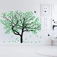 Vinila sienas uzlīme putni, koks ar zaļu lapotni interjera dekors - 129 x 180 cm