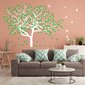 Vinila sienas uzlīme putni, koks ar zaļu lapotni interjera dekors - 129 x 180 cm cena un informācija | Dekoratīvās uzlīmes | 220.lv