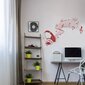 Vinila sarkana sienas uzlīme Austiņas un piezīmes Mūzikas dizains Interjera dekors - 100 x 68 cm cena un informācija | Dekoratīvās uzlīmes | 220.lv