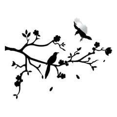 Vinila sienas uzlīme koka zars un putnu botāniskais interjera dekors - 100 x 76 cm цена и информация | Декоративные наклейки | 220.lv