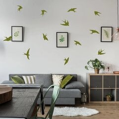 Zaļās vinila sienas uzlīmes Flying Birds Interjera dekors - 12 gab. cena un informācija | Dekoratīvās uzlīmes | 220.lv