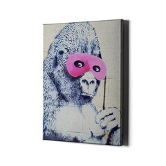 Настенный печатный холст Горилла в розовой маске Стильный декор интерьера - 60 х 40 см цена и информация | Декоративные наклейки | 220.lv