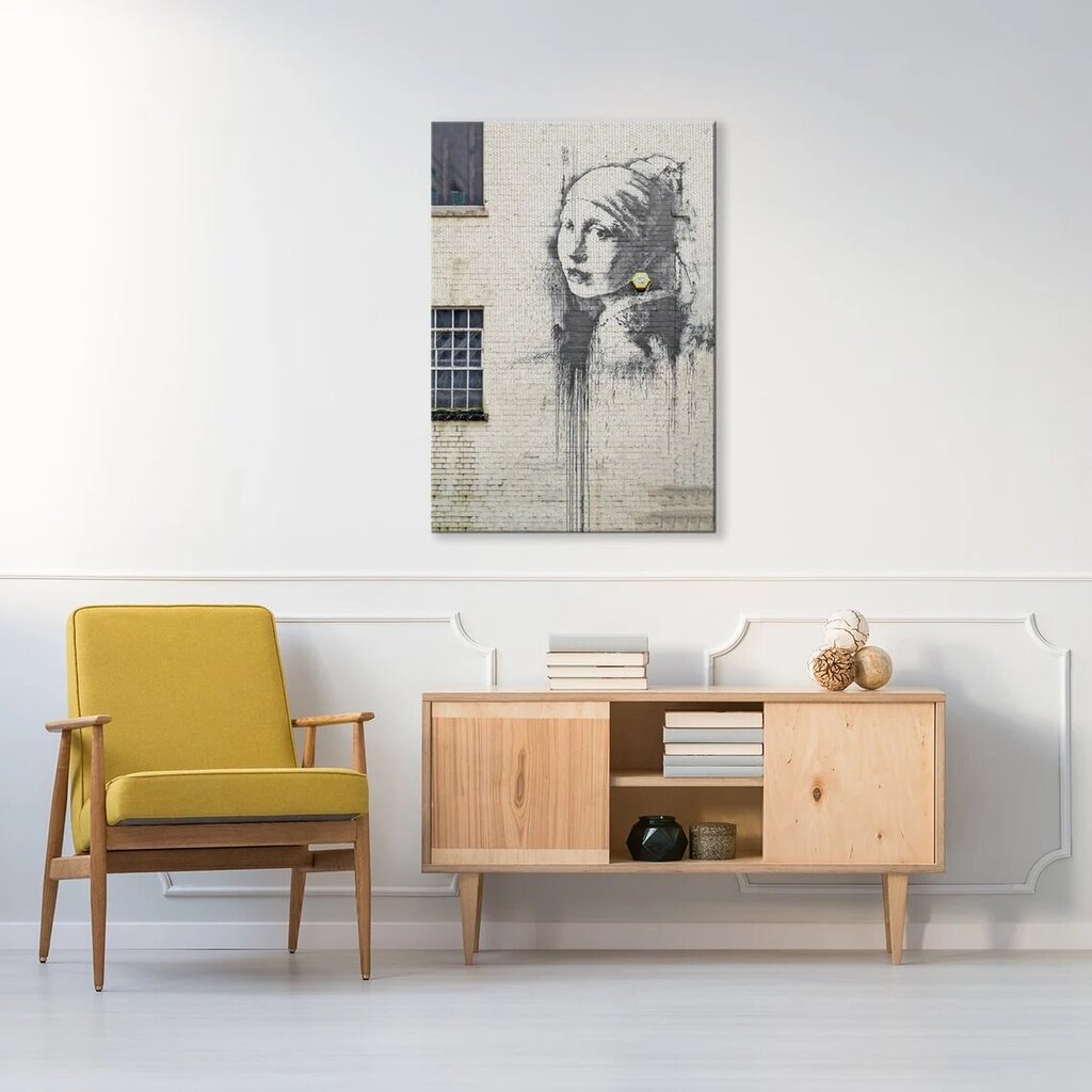 Sienas apdruka Audekls Banksy Girl ar pērļu auskaru Stilīgs interjera dekors - 60 x 40 cm цена и информация | Dekoratīvās uzlīmes | 220.lv