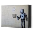Настенный печатный холст Banksy граффити Робот и штрих код Стильный декор интерьера - 60 х 40 см