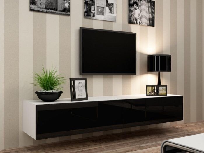 Cama TV galds 30/180/40 balts/melns cena un informācija | TV galdiņi | 220.lv