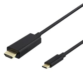 Deltaco USBC-HDMI1030-K, USB-C/HDMI, 3 m cena un informācija | Kabeļi un vadi | 220.lv