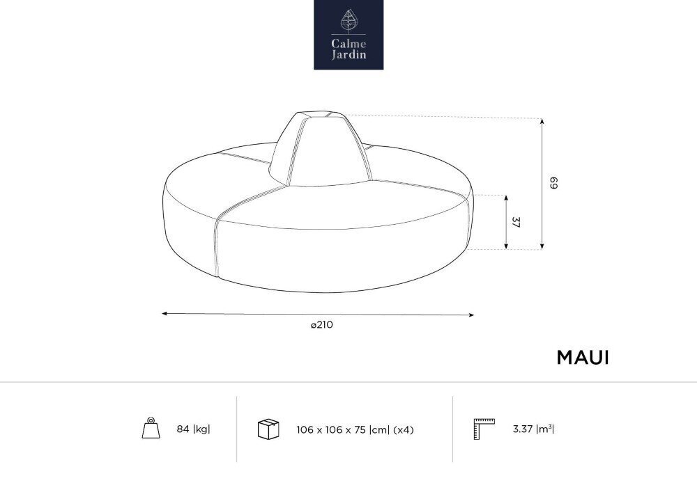 Apaļš āra dīvāns Calme Jardin Maui, pelēks цена и информация | Dārza krēsli | 220.lv