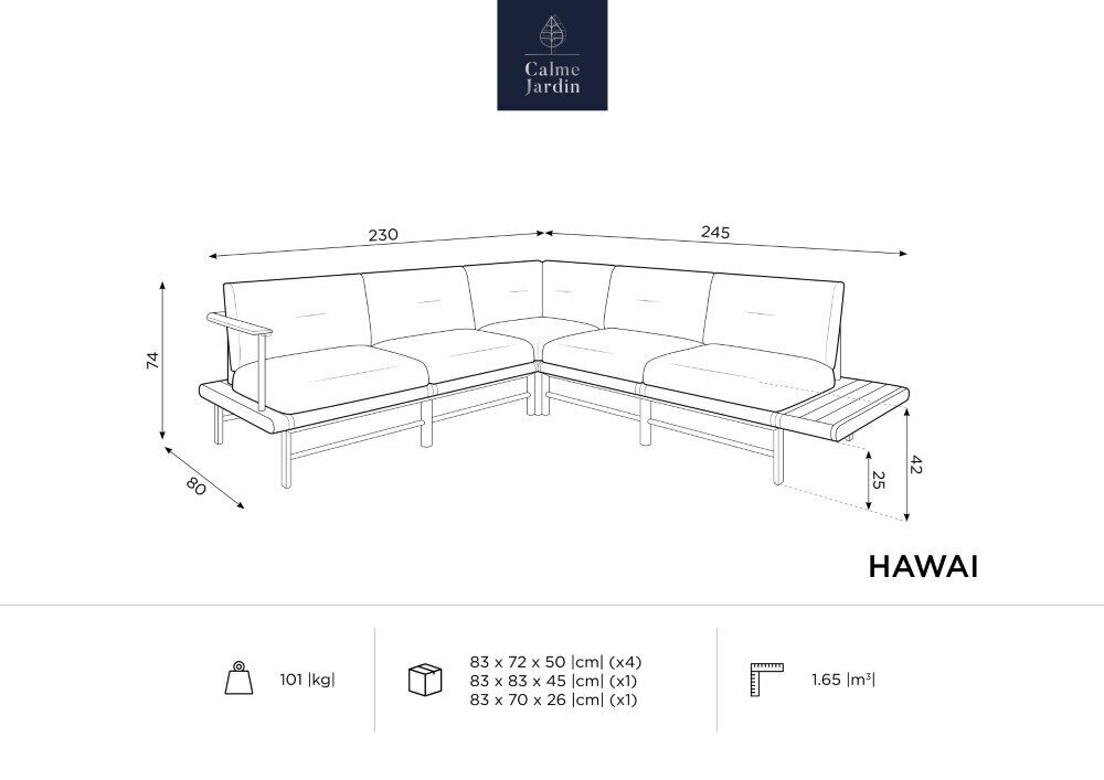 Stūra āra dīvāns Calme Jardin Hawai, zils cena un informācija | Dārza krēsli | 220.lv