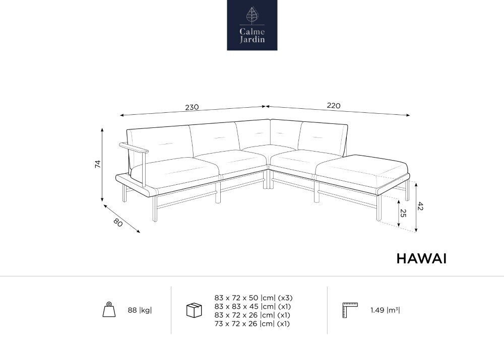 Stūra āra dīvāns Calme Jardin Hawai, zils цена и информация | Dārza krēsli | 220.lv