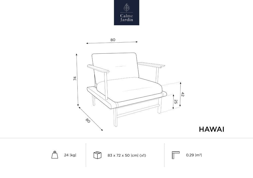 Āra krēsls Calme Jardin Hawai, pelēks cena un informācija | Dārza krēsli | 220.lv