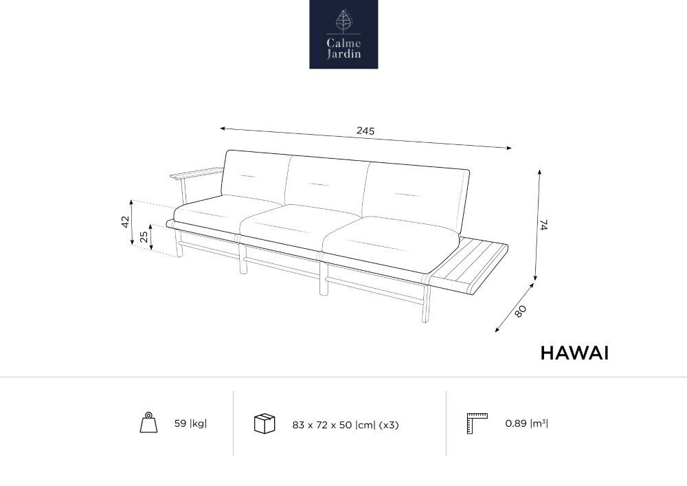 Āra dīvāns Calme Jardin Hawai, smilškrāsas cena un informācija | Dārza krēsli | 220.lv