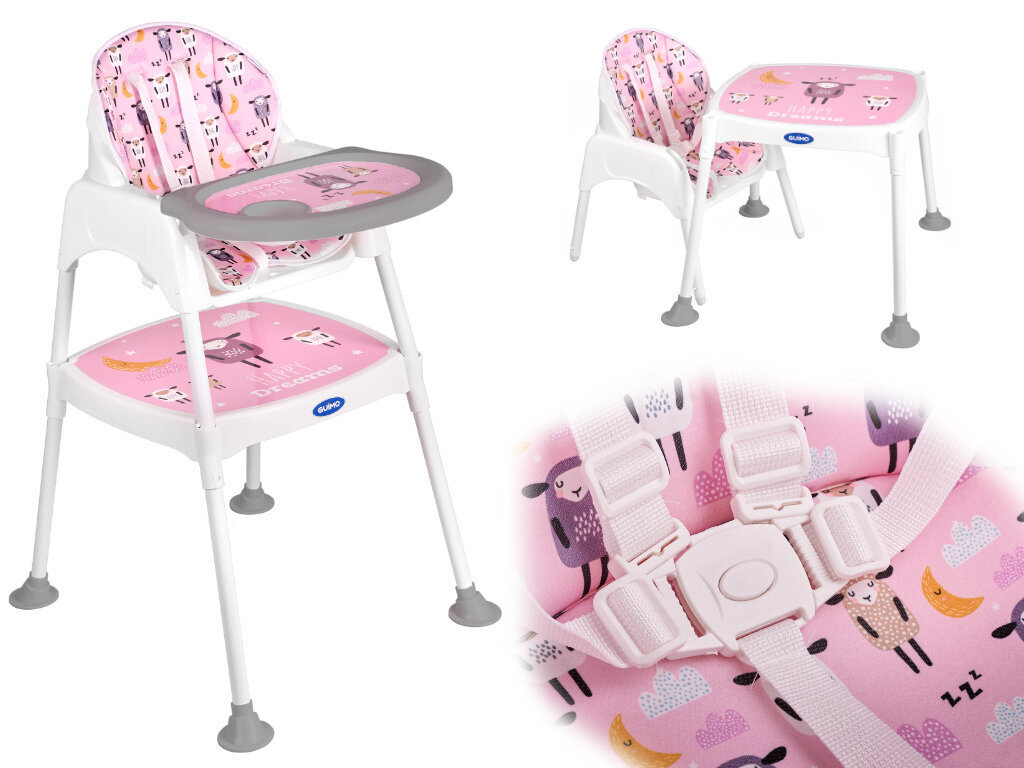 Barošanas krēsls, 3-in-1, rozā cena un informācija | Barošanas krēsli | 220.lv