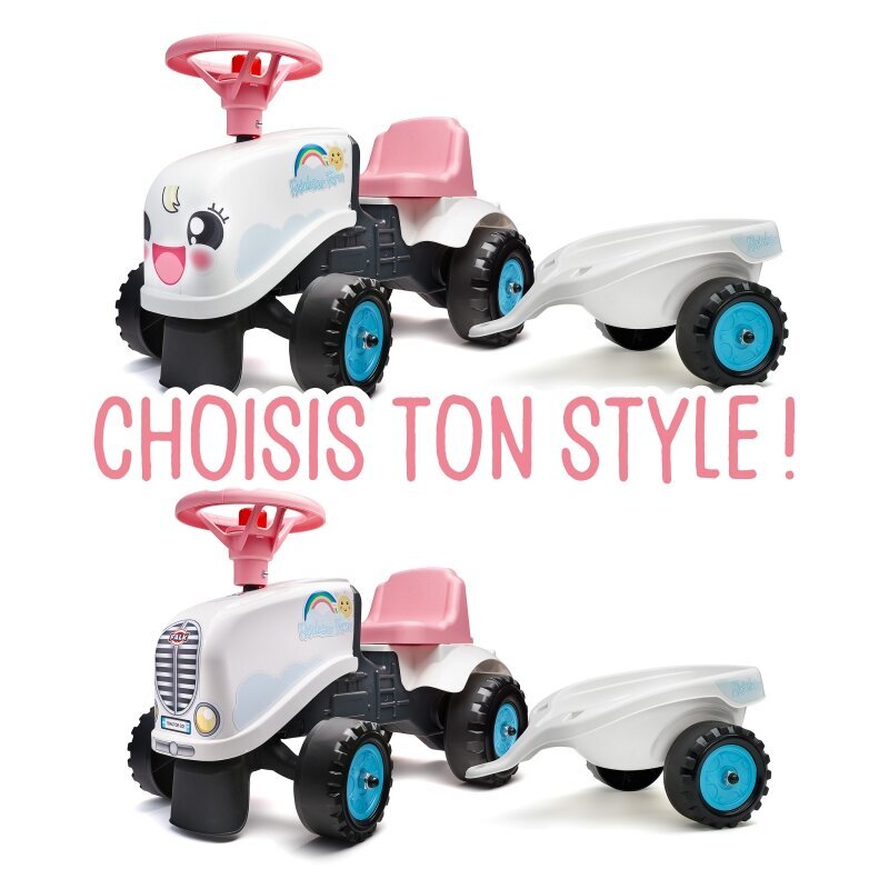 FALK Traktors Rainbow White ar piekabi no 1 gada cena un informācija | Rotaļlietas zīdaiņiem | 220.lv