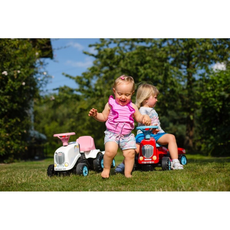 FALK Traktors Rainbow White ar piekabi no 1 gada цена и информация | Rotaļlietas zīdaiņiem | 220.lv