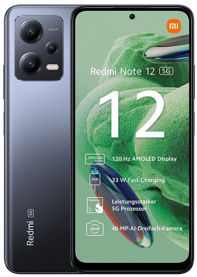 Xiaomi Redmi Note 12 5G 4/128GB MZB0CY5EU Onyx Gray cena un informācija | Mobilie telefoni | 220.lv