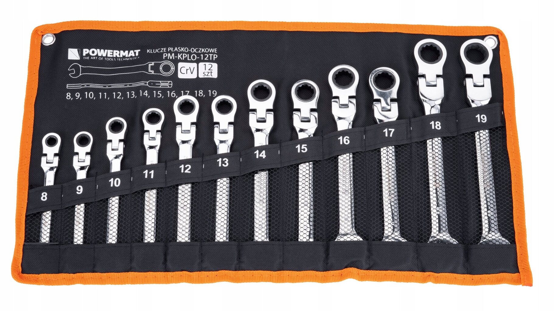 Kombinēto uzgriežņu atslēgu komplekts ar sprūdratu Powermat 12 gab цена и информация | Rokas instrumenti | 220.lv
