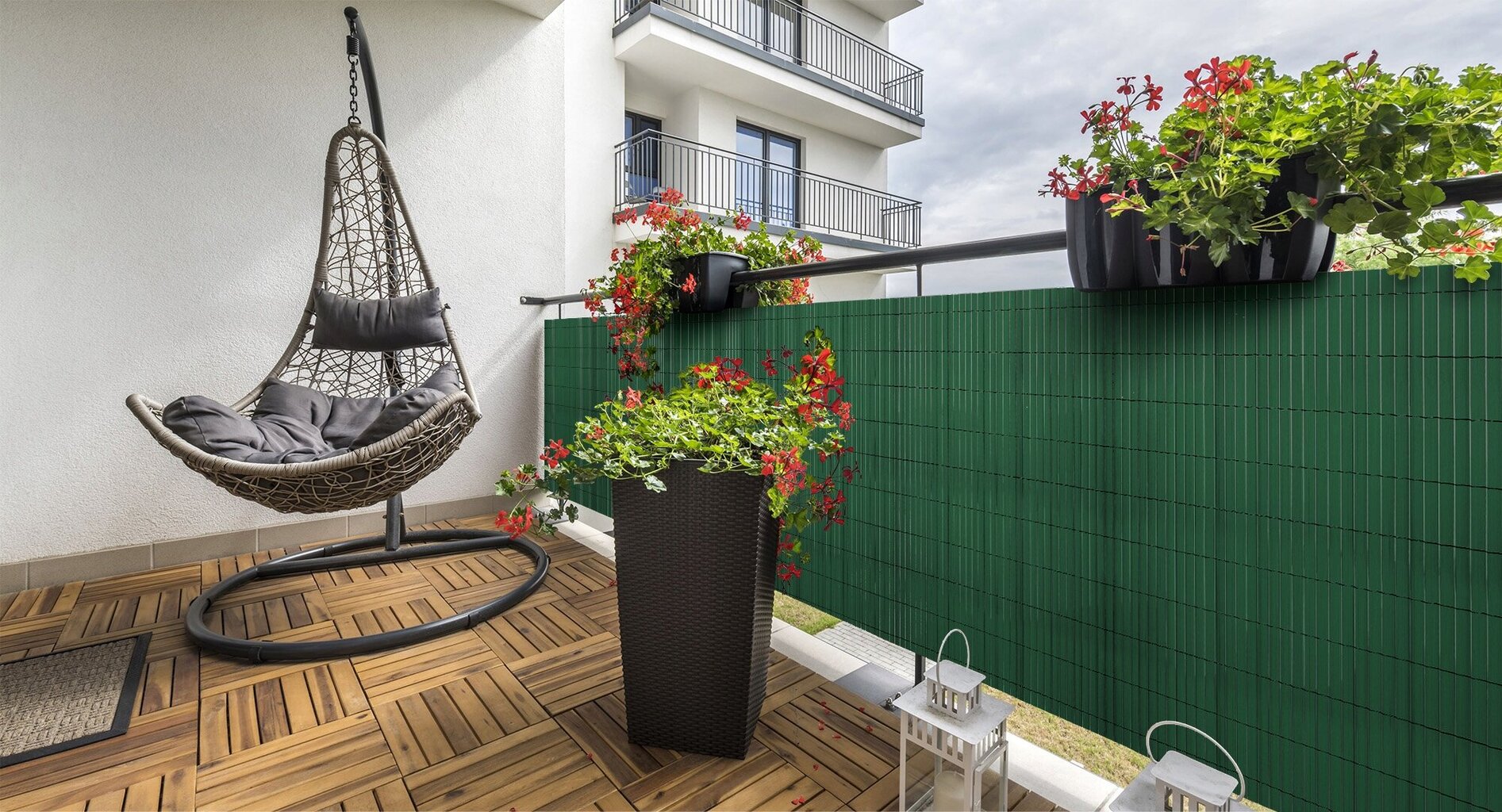Balkona/terases aizsargs no saules - pajumte Plast PVC, 1x5 m zaļš cena un informācija | Saulessargi, markīzes un statīvi | 220.lv