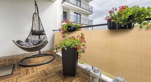 Balkona/terases aizsargs no saules, Plast PVC, 1,8 x 5 m, bambusa krāsa cena un informācija | Saulessargi, markīzes un statīvi | 220.lv