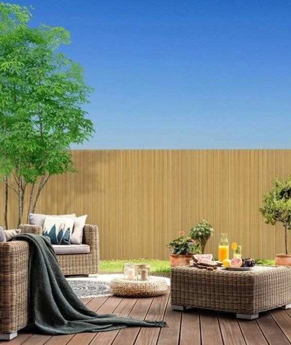 Balkona/terases aizsargs no saules, Plast PVC, 1,6 x 4 m, bambusa krāsa cena un informācija | Saulessargi, markīzes un statīvi | 220.lv