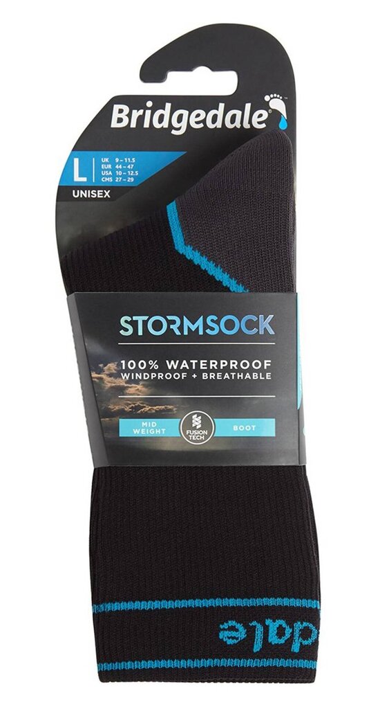 Zeķes sievietēm un vīriešiem, melnas Waterproof Socks Bridgedale StormSock Mid Boot 74644-964 cena un informācija | Sieviešu zeķes | 220.lv