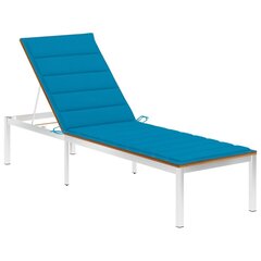 Sauļošanās zvilnis ar matraci vidaXL, zils cena un informācija | Sauļošanās krēsli | 220.lv