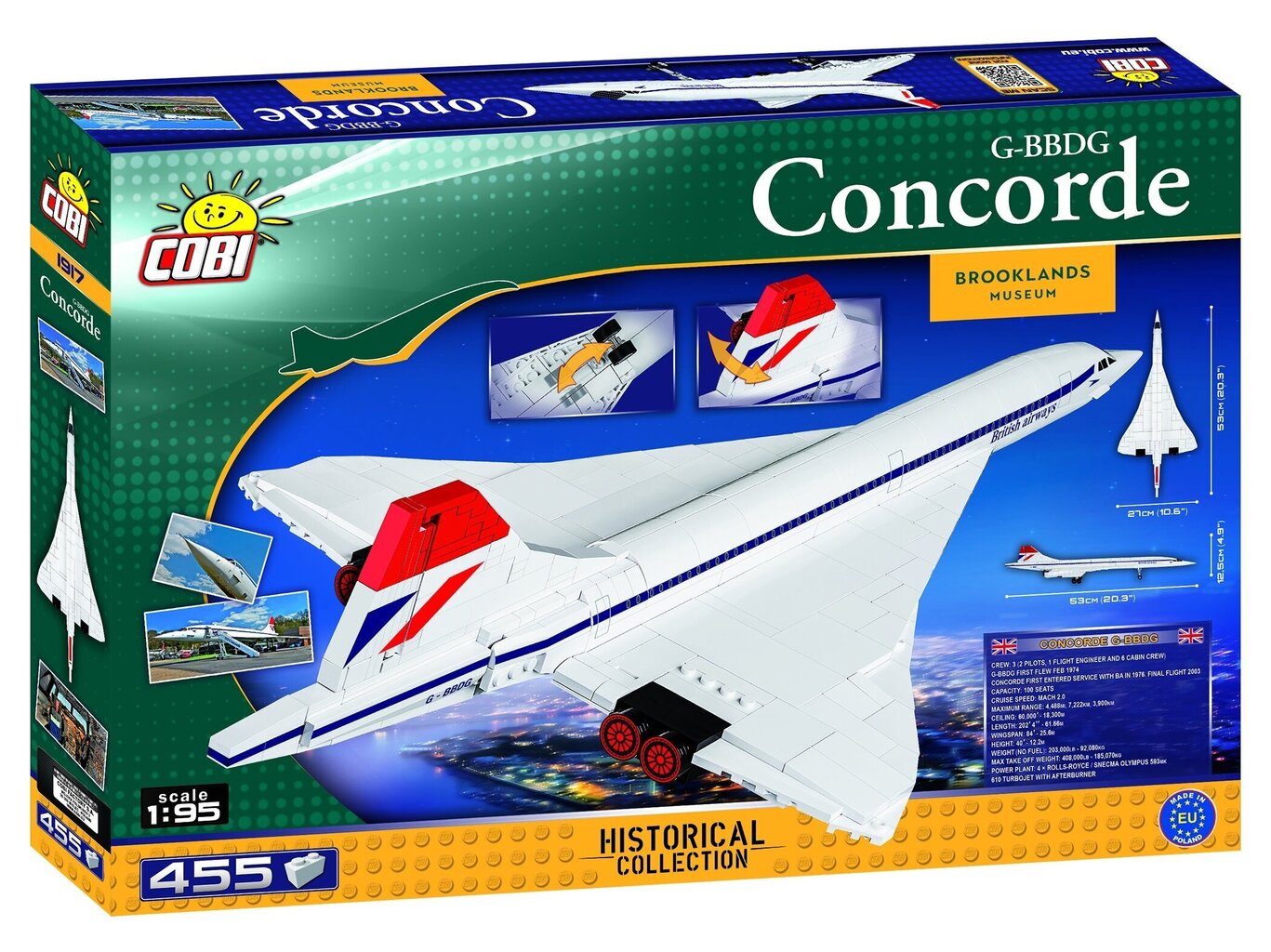 COBI - Konstruktors Concorde G-BBDG, 1/95, 1917 cena un informācija | Konstruktori | 220.lv