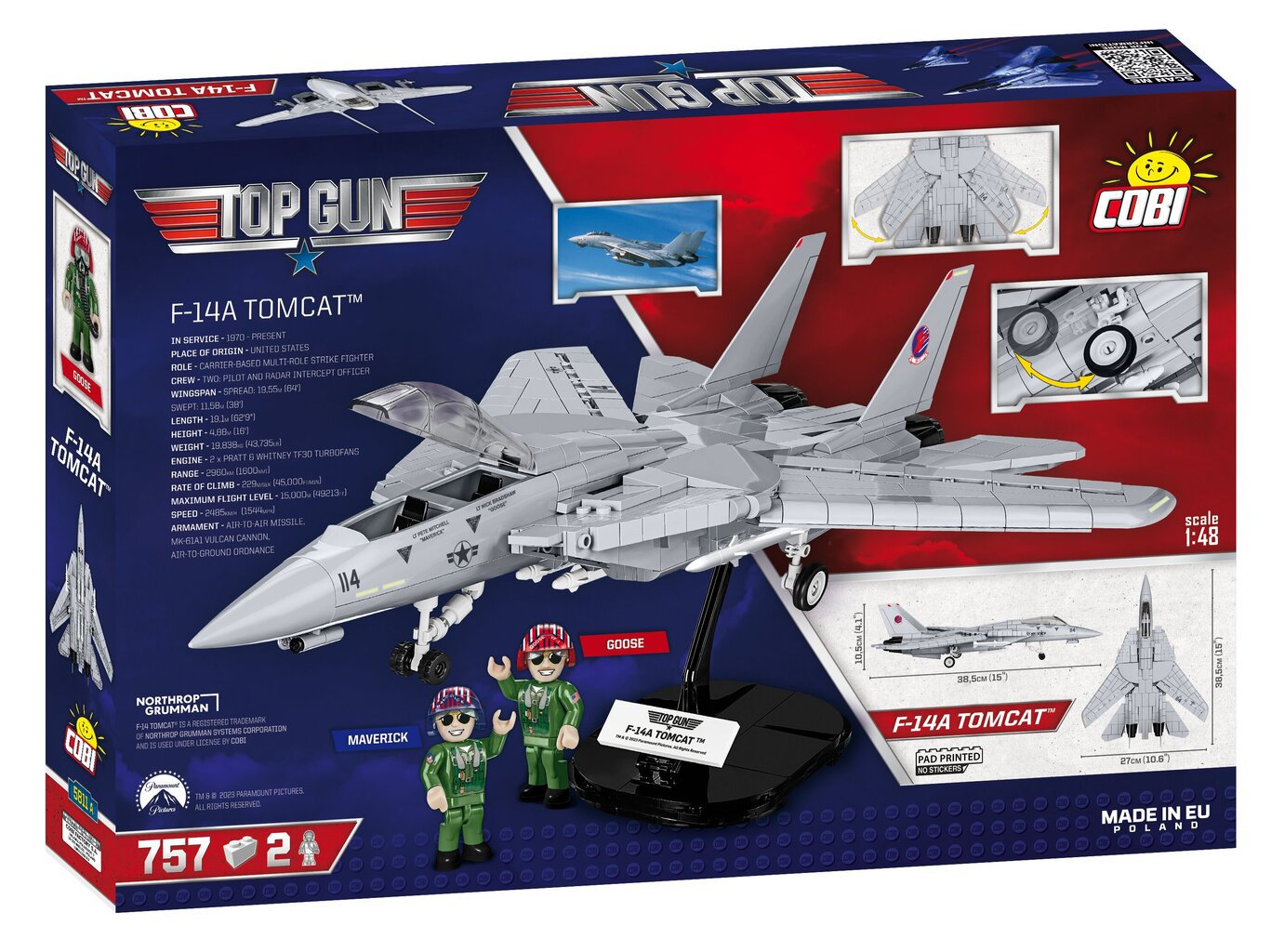 COBI - Konstruktors F-14A Tomcat™, 1/48, 5811A cena un informācija | Konstruktori | 220.lv