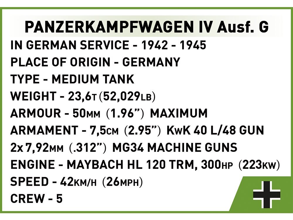 COBI - Konstruktors Panzer IV Ausf.G, 1/29, 2546 cena un informācija | Konstruktori | 220.lv