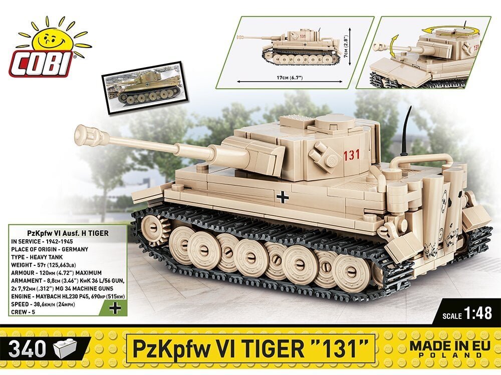 COBI - Konstruktors PzKpfw VI Tiger 131, 1/48, 2710 cena un informācija | Konstruktori | 220.lv