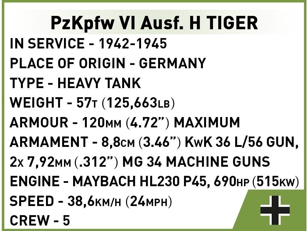 COBI - Konstruktors PzKpfw VI Tiger 131, 1/48, 2710 cena un informācija | Konstruktori | 220.lv