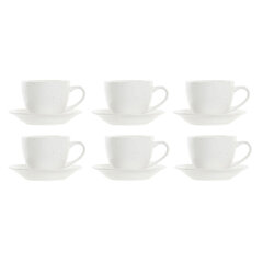 Komplekts ar kafijas tasēm DKD Home Decor Balts Keramika (150 ml) cena un informācija | Glāzes, krūzes, karafes | 220.lv